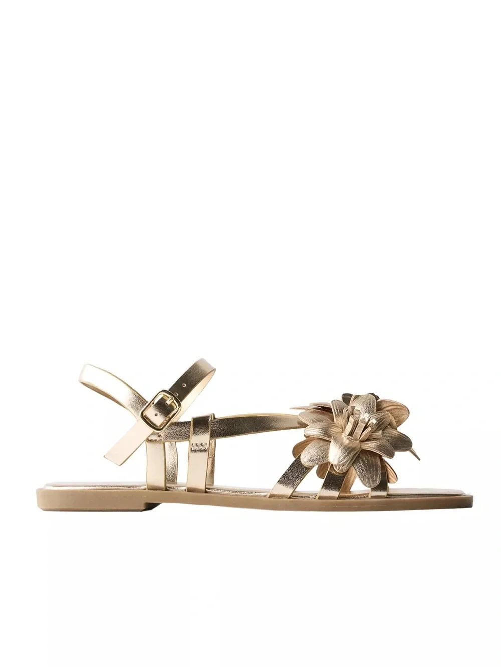 Zara Metallic Flower Sandals